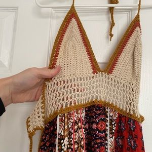 SOLD Knit Crochet Boho Maxi Dress